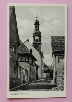 Ansichtskarte Foto AK Schierstein 1950-1970 Aufn. H. Ziethen Kirche Turm Fachwerk Straße Architektur Ortsansicht Hessen